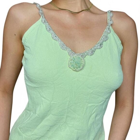 Rare Y2K Fairy Tank Top with Lace Trim and Gemstone Detail vintage camisole - Picture 5 of 6